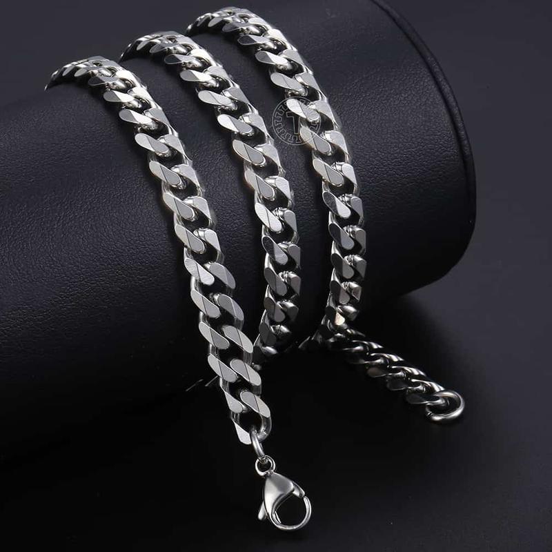 3 5 7 9 11mm Stainless Steel Silver Color Cuban Curb Chain Necklace Choker 16-30