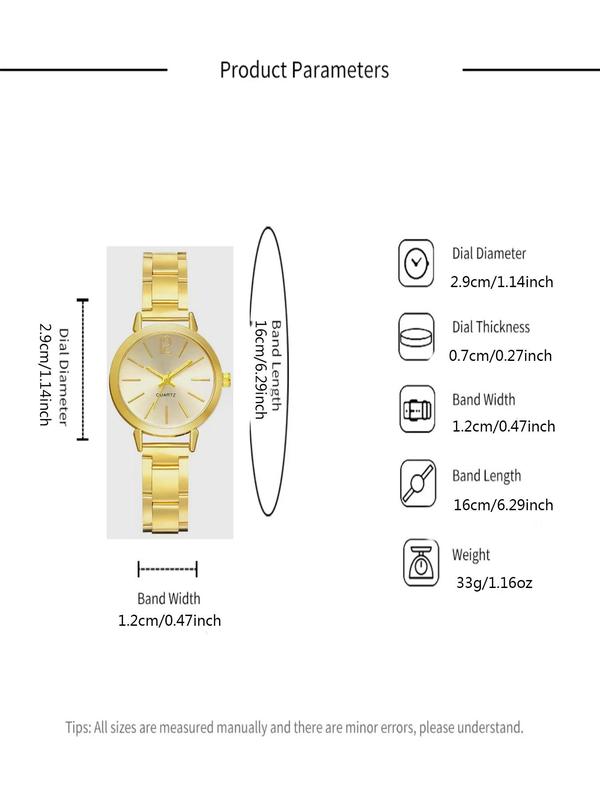 Women's Elegant Round Dial Quartz Watch & Bracelet Set Without Box for Gift, Fashion Watch Set for Party, Daily Decor, Trendy All-match & Exquisite Watch for Birthday Gift