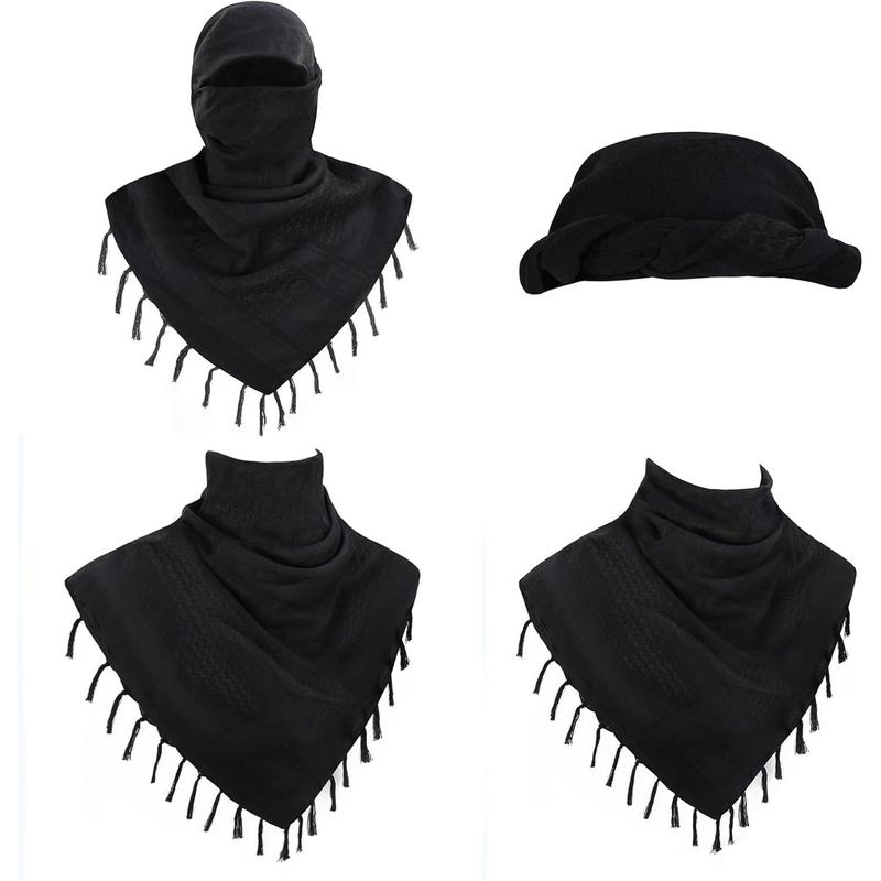 Cotton Keffiyeh Tactical Desert Scarf Neck Head Wrap with Tassel for Men Women