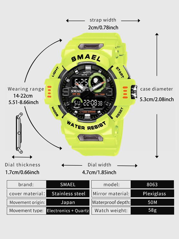 Fashion Digital Watch, Men's Sports Quartz Analog-Digital Waterproof Multi Functional Wristwatch With Box