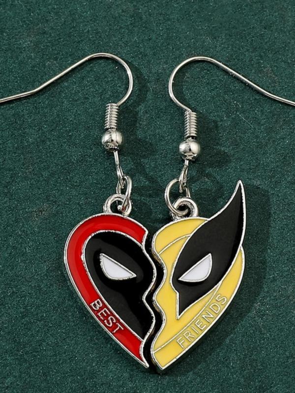 Superhero Themed Magnetic Heart Charm Couple Designer Jewelry Set, Including Necklace & Bracelet & Keychain, Fashion Jewelry Accessories for Women & Men As Gift