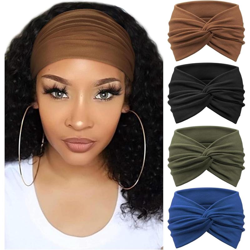 4 Pack Headbands for Women Criss Cross Vintage Head Wrap Boho Headband Elastic Hair Accessories