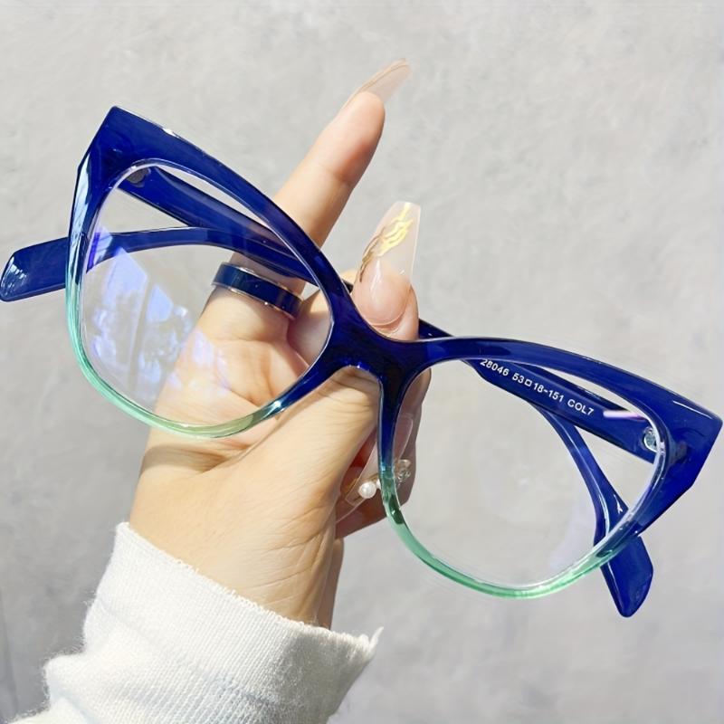 Vintage Cat Eye Color Block Frame Clear Lens Glasses Leopard Fashion Computer Glasses Spectacles For Women