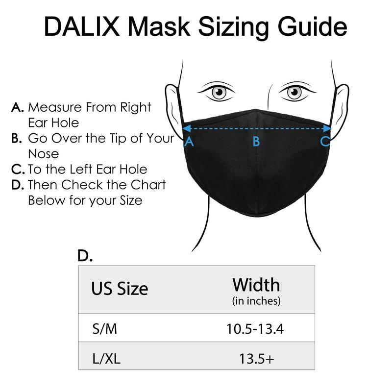 Dalix Cloth Face Mask Reuseable Washable Made in USA - S-M , L-XL Size