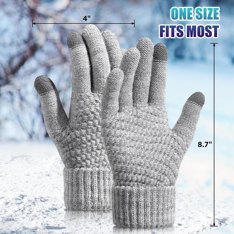 Womens Winter Gloves - Warm Soft Touchscreen Winter Gloves for Women, Elastic Cuff Knit Gloves for cold weather