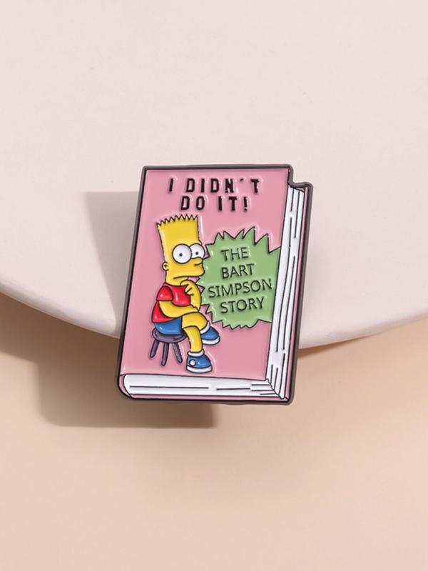 Cartoon Character Brooch, Cute Book Shaped Enamel Pin, Fashion Accessories for Women & Men, Trendy All-match & Exquisite Brooch for Birthday Gift