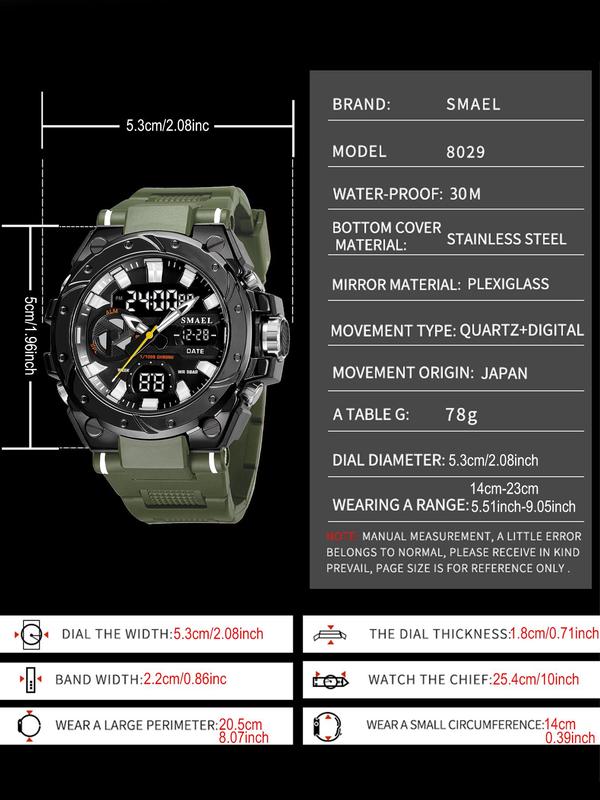 Men's Sportive Digital Watch, Fashionable Digital Watch with Luminous Dial & Waterproof Feature, Trendy Multifunctional Watch for Daily Use