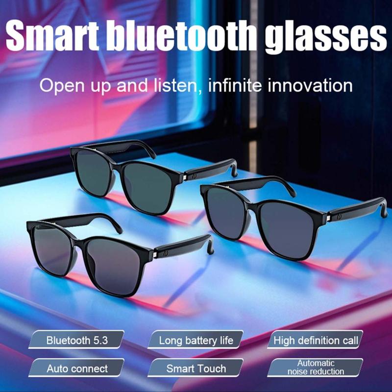 Smart Glasses, Wireless Stereo Earphones, Anti Strong Light Smart Sunglasses, Suitable for Tourism, Driving, Cycling, Climbing, Outdoor Fishing, Stocking Fillers Gift, Eye Glasses Camera