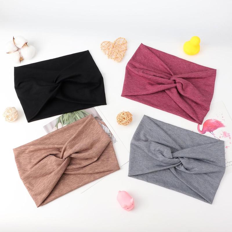 4 Pack Headbands for Women Criss Cross Vintage Head Wrap Boho Headband Elastic Hair Accessories