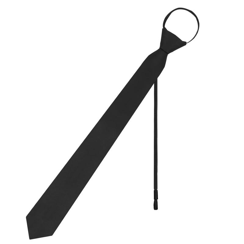 Men's Black Tie, Pre-Tied Adjustable Zipper Ties, 2.8