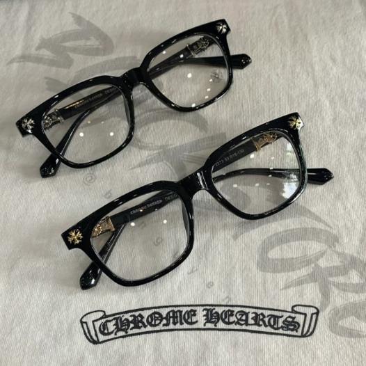 Chrome Heart Square Latest Trend Eyeglasses, Unisex Eyeglasses, Black and Black Gold Eyeglasses