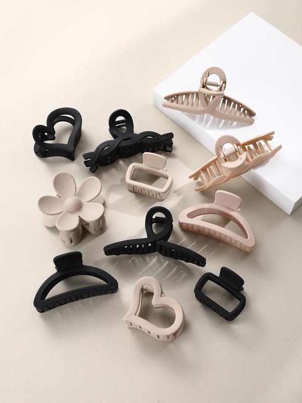 Fashionable Heart & Flower Design Hair Claw Clips, 11pcs Casual Summer Versatile Hair Accessories for Women for Party and Daily Hairstyle Ideas Fall Outfits Fall Freshness