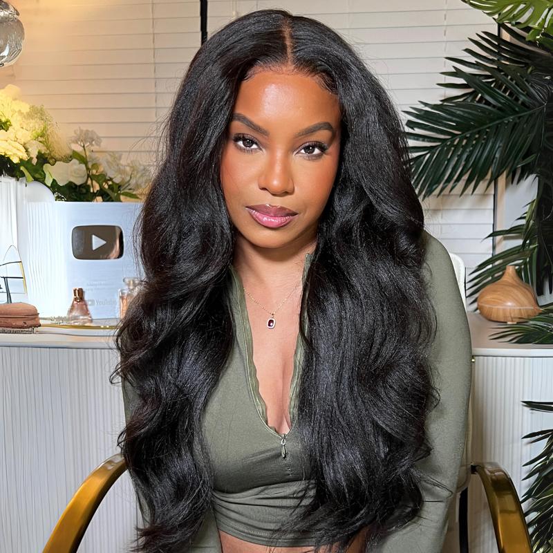 Nadula Bye Bye Knots 2.0 Yaki Straight 7x5 13x4 Human Hair Wig - Pre Cut & Pre Bleached Glueless Wig