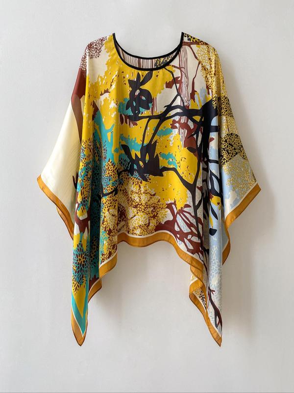 Women's Floral Print Shawl, Casual Soft Comfortable Scarf for All Seasons, Fashion Accessories for Daily Wear