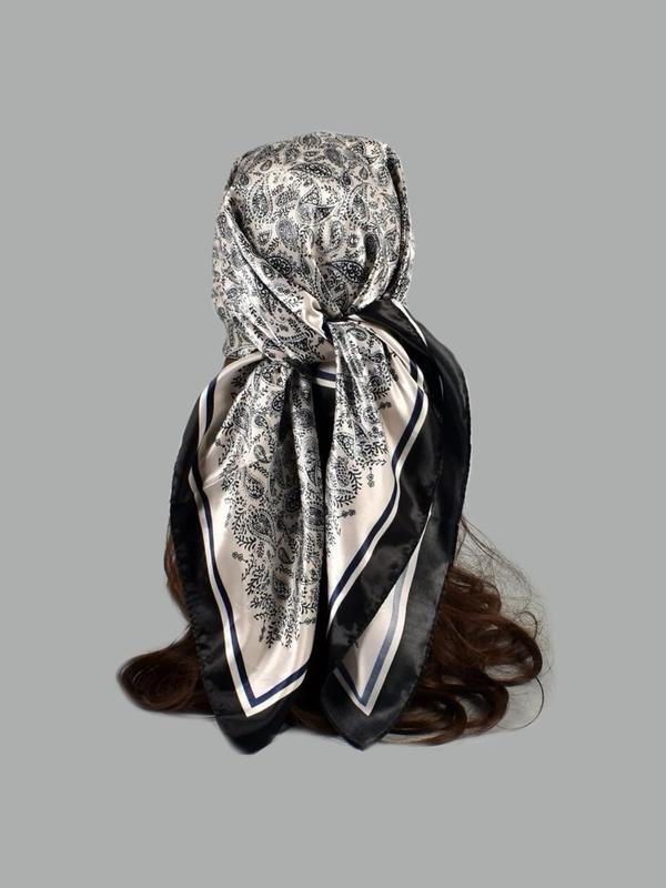 Women's Paisley Print Square Scarf, Fashionable Printed Bandana for Daily Wear, Satin Scarf for All Seasons, Fashion Clothes Accessories