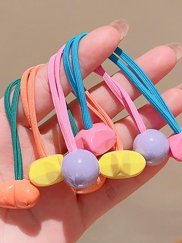 Random Color Star & Heart & Bead Design Hair Tie, Cute Colorful Hair Tie, High Elasticity Hair Tie, Fashion Hair Accessories for Girls & Women