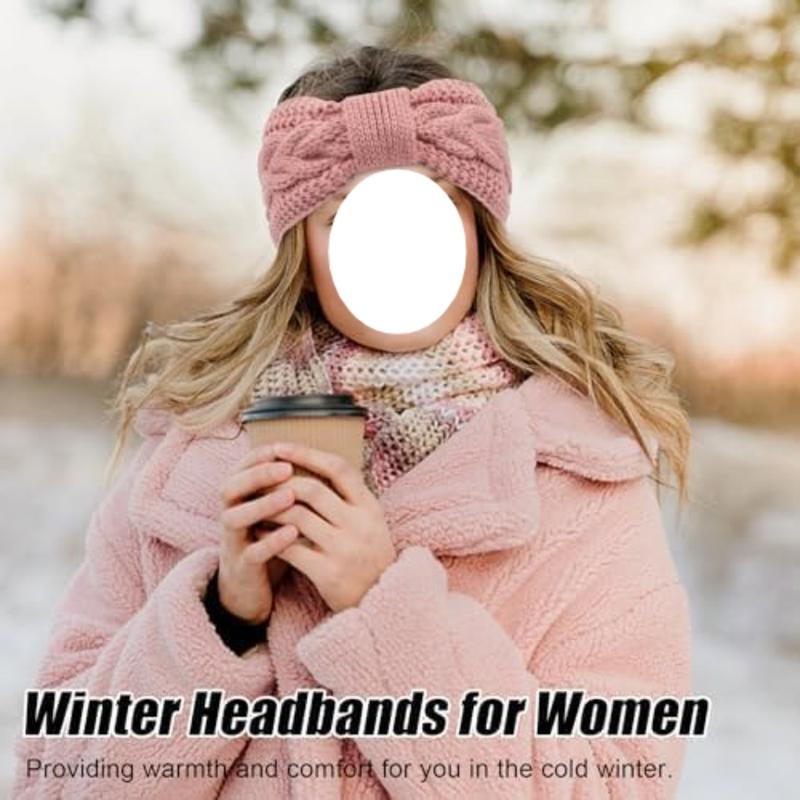 Warm Winter Headbands for Women Cable Crochet Turban Ear Warmer Headband Gifts with Plush