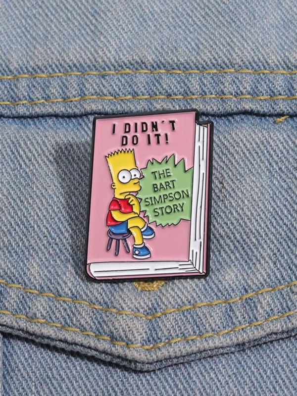 Cartoon Character Brooch, Cute Book Shaped Enamel Pin, Fashion Accessories for Women & Men, Trendy All-match & Exquisite Brooch for Birthday Gift