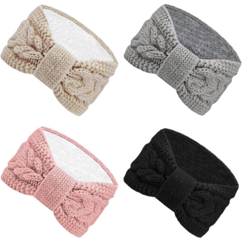 Warm Winter Headbands for Women Cable Crochet Turban Ear Warmer Headband Gifts with Plush