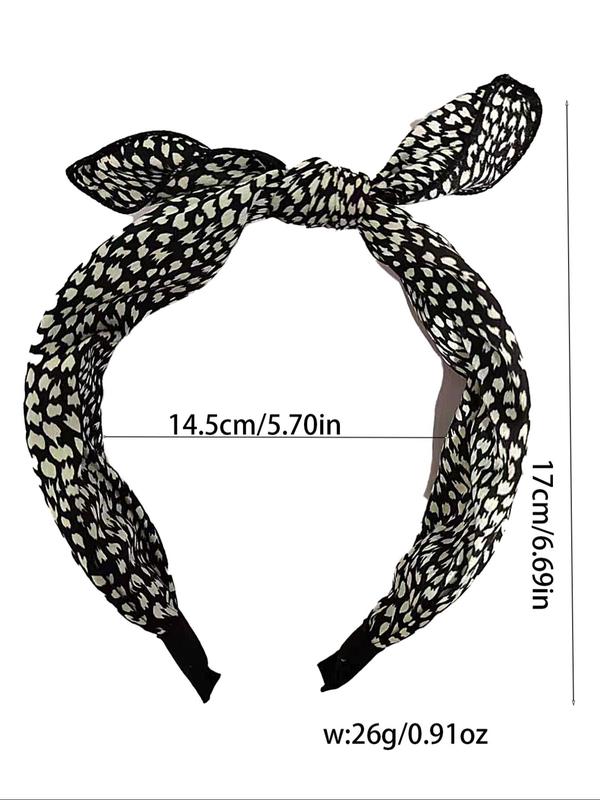 Vintage Leopard Print Bow Decor Hair Hoop, Casual Wide Band Hair Hoop for Women & Girls, Elegant All-match Fashion Accessories for Daily Wear