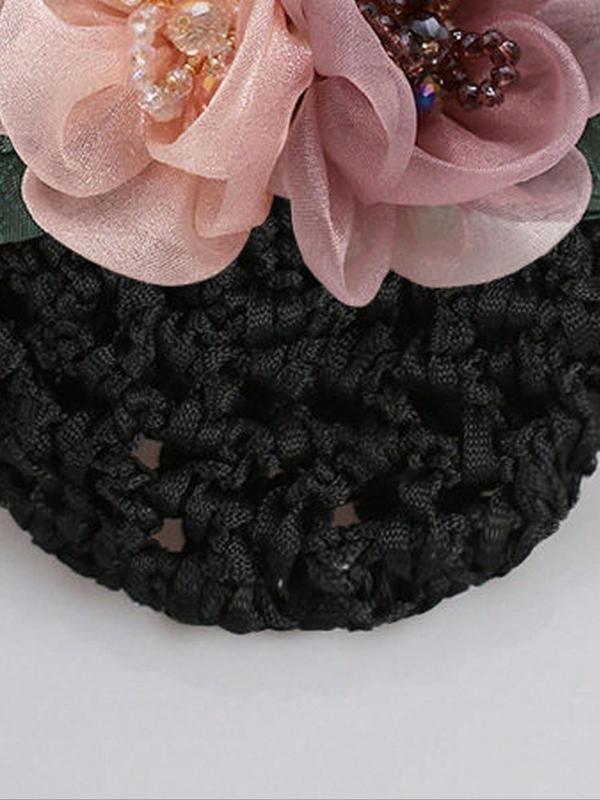 Women's Elegant Flower Decor Hair Bun Net, 2024 New Style Cute Trendy Hair Bun Net, Fashionable Hair Accessories for Women & Girls Hairstyles Ideas