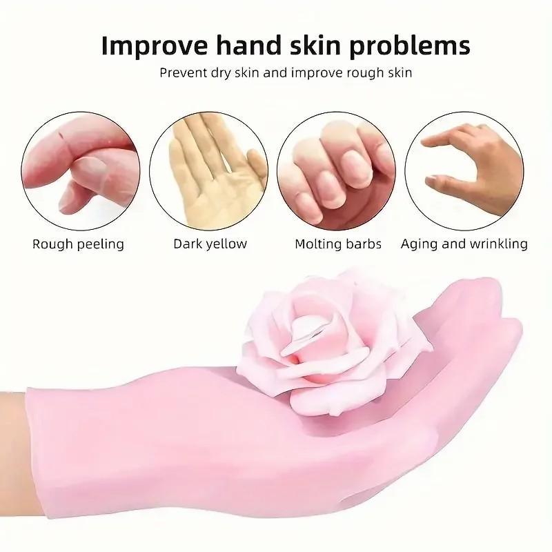 Silicone Moisturizing Gloves (1 Pair), Anti-slip Gloves for Dry Hands, Hand Care Supplies for Women & Girls