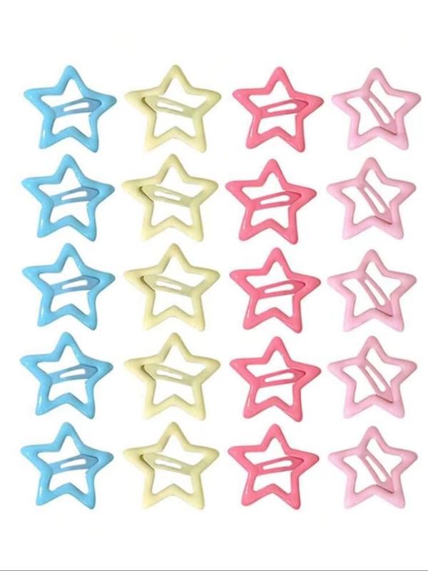 Random Color Star Shaped Hair Clips, Cute Colorful Hair Accessories for Women & Girls, Minimalist Headwear Suitable for Thick Hair