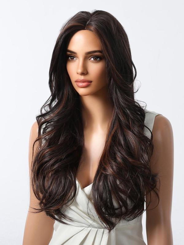 26 Inch Long Curly Highlights Wigs for Women, Gorgeous Fluffy Wigs without Bangs, Synthetic Full Machine Wigs for Party, Daily Use