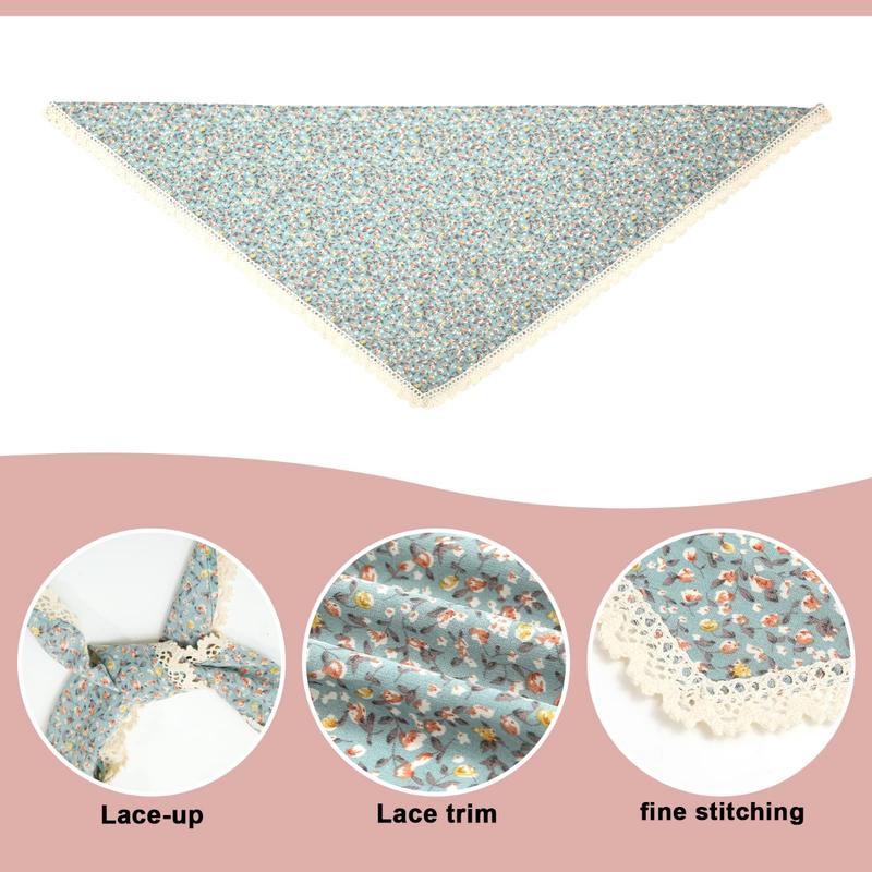 AWAYTR 2Pcs Set Floral Hair Bandanas Tie-back Head Kerchief for Women Girls Flower Mesh Hair Scarves Lightweight Triangular Head Scarf