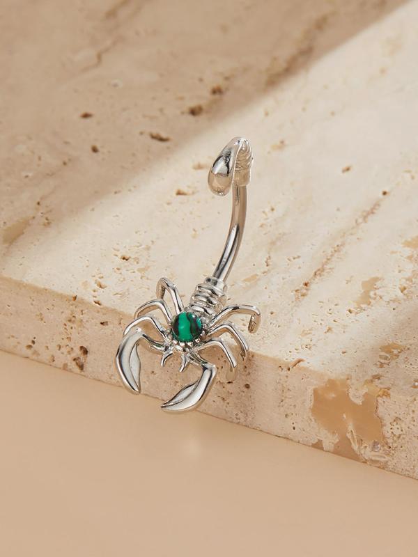 Women's Cute Scorpion Design Turquoise Decor Belly Ring, Fashionable Stainless Steel Belly Piercing Body Jewelry for Daily Decoration, Daily Clothing Decor for Girl