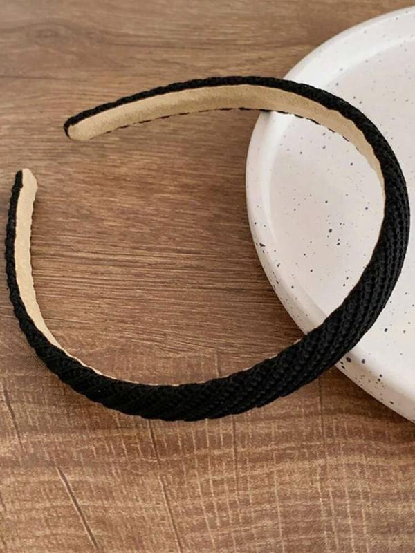 Solid Color Textured Design Wide Band Headbands, Elegant Hair Accessories for Women & Girls, Minimalist Headwear Suitable for Thick Hair