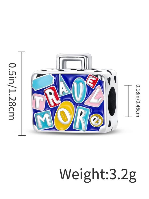 Travel Round the World Pattern Charm,  Cute Colorblock Suitcase Design Charm for Women & Girls, Fashion DIY Jewelry for Daily Wear, Trendy All-match & Exquisite DIY Jewelry for Birthday Gift