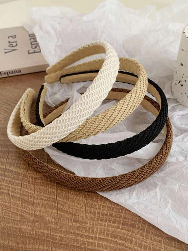 Solid Color Textured Design Wide Band Headbands, Elegant Hair Accessories for Women & Girls, Minimalist Headwear Suitable for Thick Hair