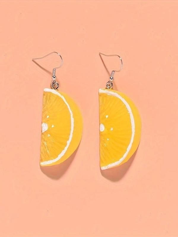 1 Pair Casual Fruit Themed Dangle Earrings, Cute Orange Design Dangle Earrings for Women & Girls, Trendy All-match & Exquisite Jewelry for Birthday Gift