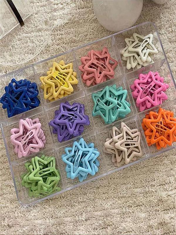 Random Color Star Shaped Hair Clips, Cute Colorful Hair Accessories for Women & Girls, Minimalist Headwear Suitable for Thick Hair