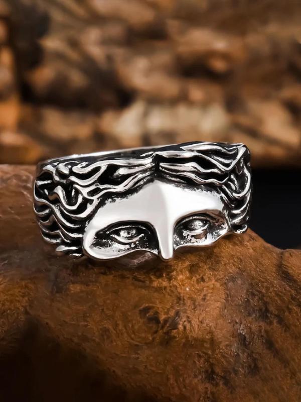 Vintage Mask Design Ring, Punk Style Ring for Men & Women, Fashion Jewelry for Party, Daily Clothing Decor, Trendy All-match & Exquisite Jewelry for Birthday Gift