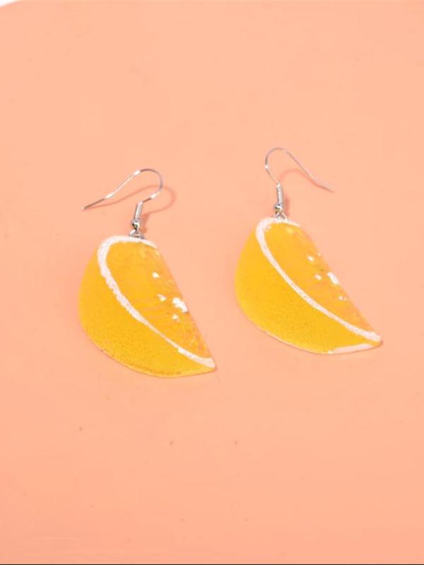 1 Pair Casual Fruit Themed Dangle Earrings, Cute Orange Design Dangle Earrings for Women & Girls, Trendy All-match & Exquisite Jewelry for Birthday Gift