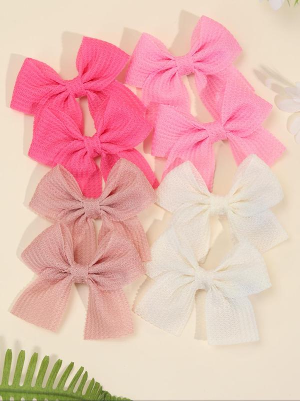 Solid Color Bow Decor Hair Clips, 8 Counts Fashionable Hair Accessories for Women & Girls, Cute Headwear Suitable for Thick Hair