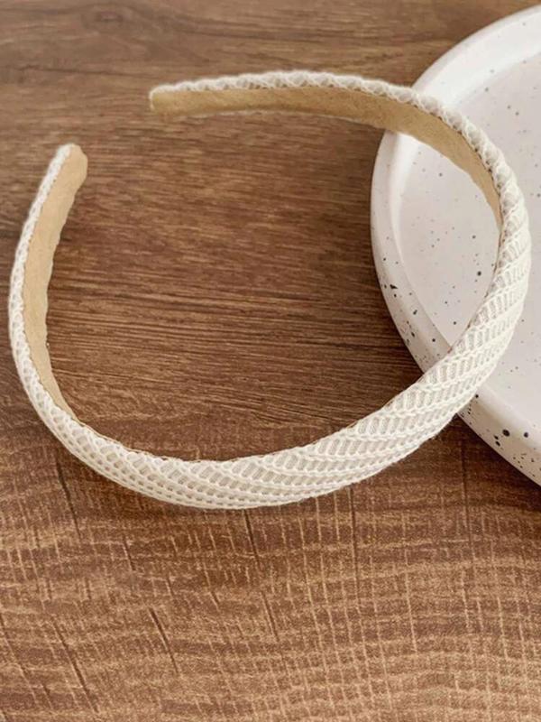 Solid Color Textured Design Wide Band Headbands, Elegant Hair Accessories for Women & Girls, Minimalist Headwear Suitable for Thick Hair