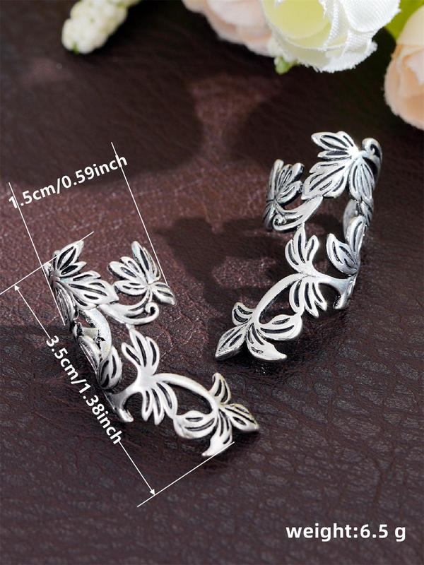 Women's Boho Style Leaf Design Ear Wrap, 1 Pair Trendy Vintage Ear Cuff without Piercing, Chic Gorgeous Jewelry As Gift for Girlfriend for Party Decor