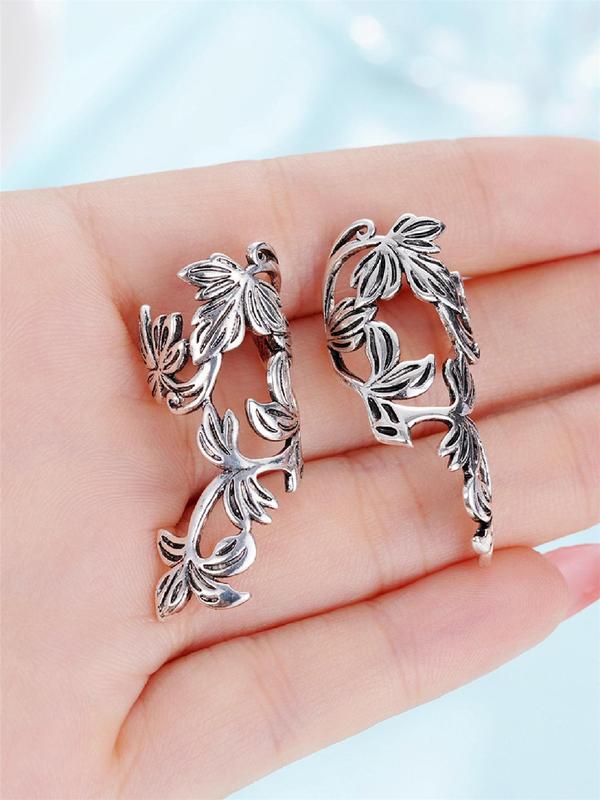 Women's Boho Style Leaf Design Ear Wrap, 1 Pair Trendy Vintage Ear Cuff without Piercing, Chic Gorgeous Jewelry As Gift for Girlfriend for Party Decor