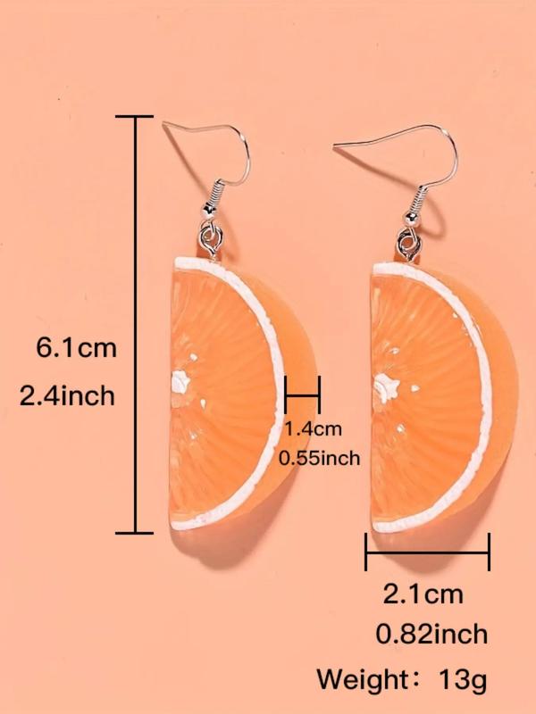 1 Pair Casual Fruit Themed Dangle Earrings, Cute Orange Design Dangle Earrings for Women & Girls, Trendy All-match & Exquisite Jewelry for Birthday Gift