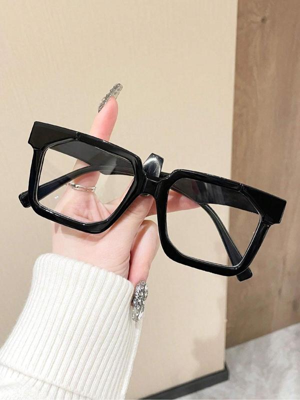 Women's Square Frame Vintage Eyeglasses, Trendy Style Clear Lens Eyeglasses, Fashion Eyewear Accessories for Women & Girls