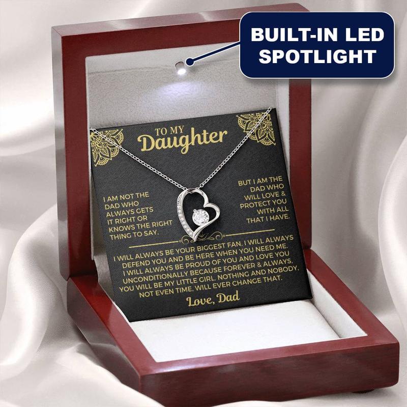 Gift For My Daughter Necklace, Necklace From Mom Dad, Jewelry For Birthdays Christmas Weddings with Message Card & LED Box