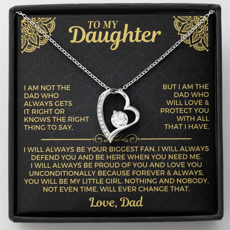 Gift For My Daughter Necklace, Necklace From Mom Dad, Jewelry For Birthdays Christmas Weddings with Message Card & LED Box