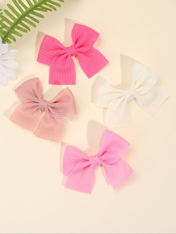 Solid Color Bow Decor Hair Clips, 8 Counts Fashionable Hair Accessories for Women & Girls, Cute Headwear Suitable for Thick Hair