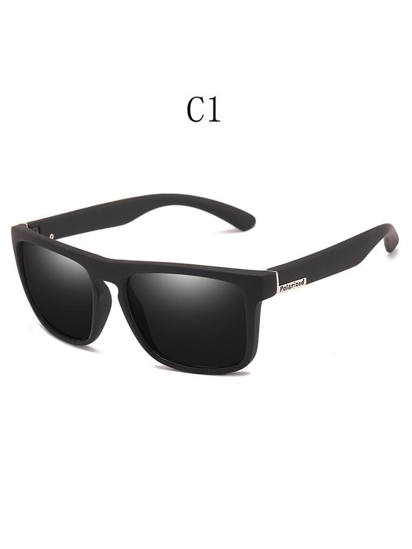 Unisex Simple Style Plain Color Polarized Sunglasses, Trendy Casual Square Frame Sunglasses for Everyday Use, Fashion Accessories for Outdoor Activities