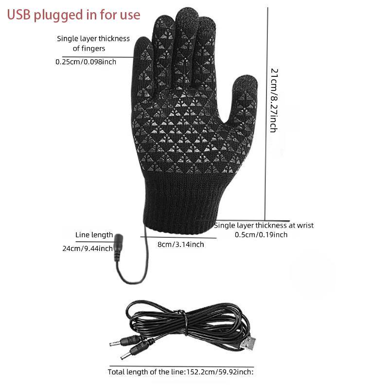 USB Rechargeable Heated Gloves, Touch Screen Compatible Heated Gloves, Elastic Cuffs Thickened Non-slip Design Gloves, Suitable for Winter