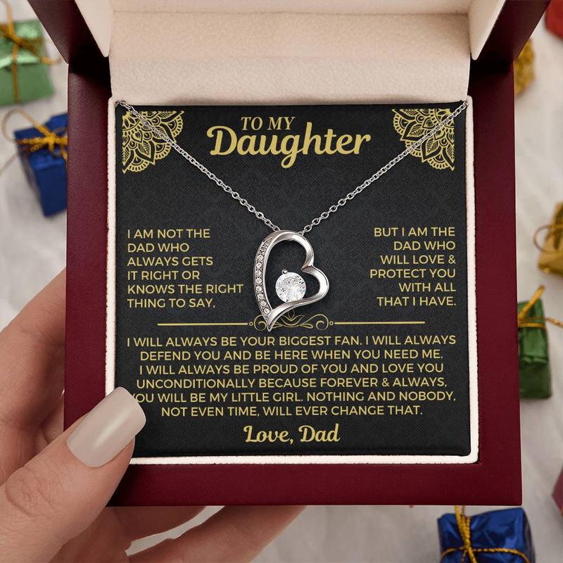 Gift For My Daughter Necklace, Necklace From Mom Dad, Jewelry For Birthdays Christmas Weddings with Message Card & LED Box