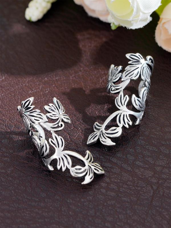 Women's Boho Style Leaf Design Ear Wrap, 1 Pair Trendy Vintage Ear Cuff without Piercing, Chic Gorgeous Jewelry As Gift for Girlfriend for Party Decor